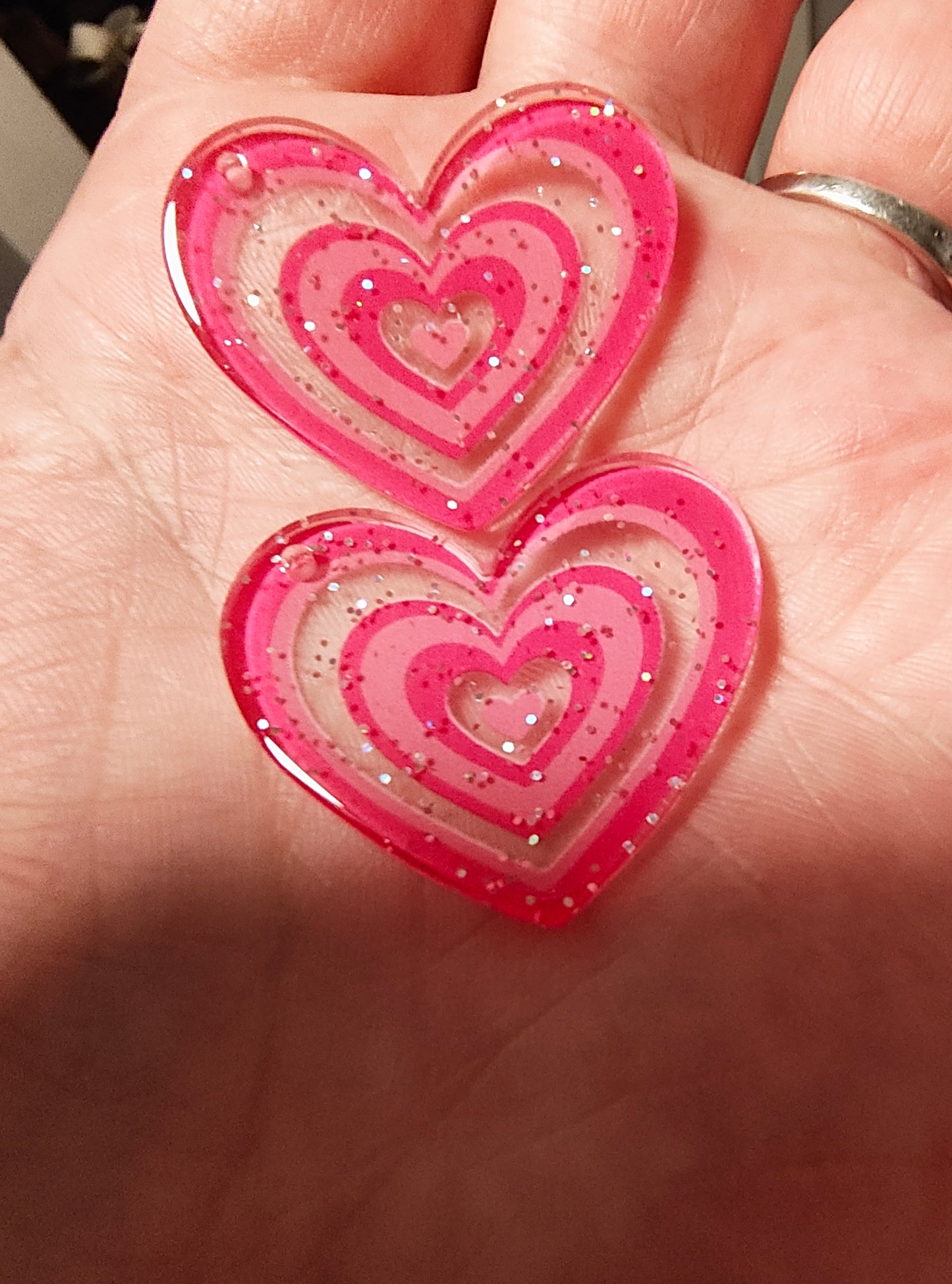 Pink heart earrings